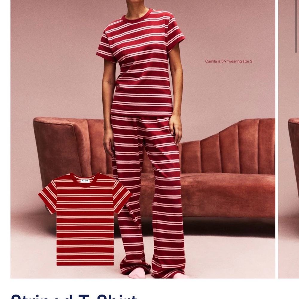Parke Vday Red Striped Pajama Set